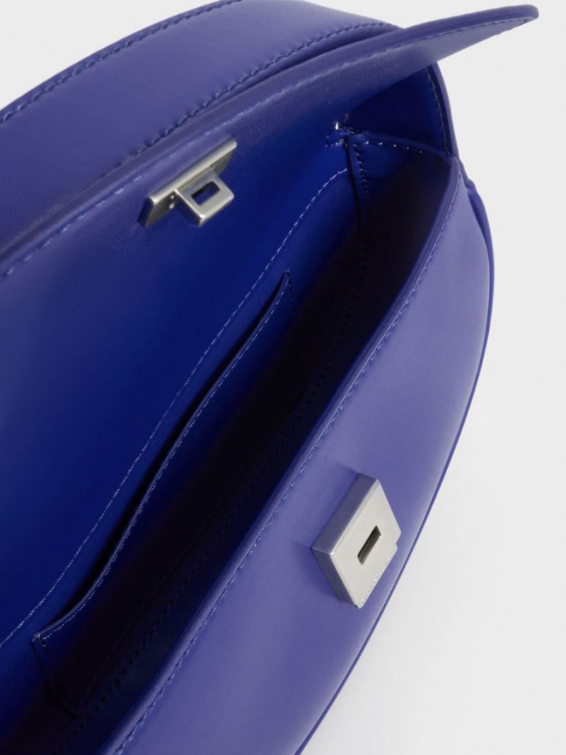 Geanta De Umar Charles & Keith Curved Front Flap Albastri | 120HLBEZU