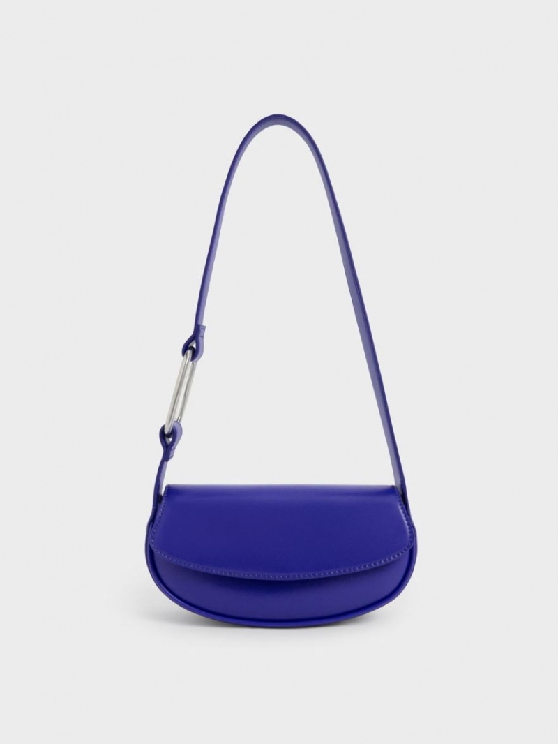 Geanta De Umar Charles & Keith Curved Front Flap Albastri | 120HLBEZU
