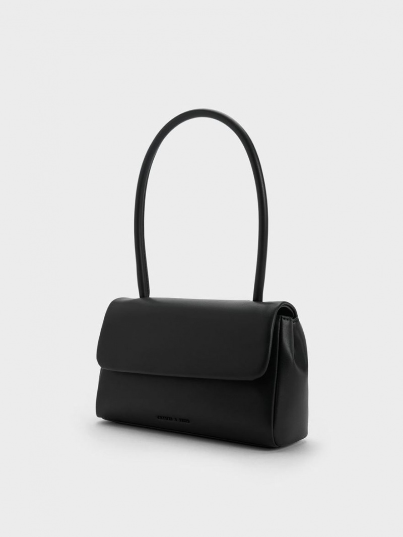 Geanta De Umar Charles & Keith Curved Handle Negrii | 465CRMXHP
