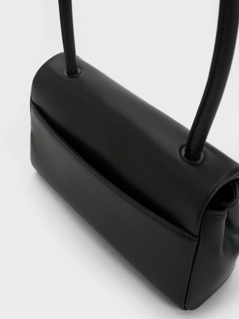 Geanta De Umar Charles & Keith Curved Handle Negrii | 465CRMXHP