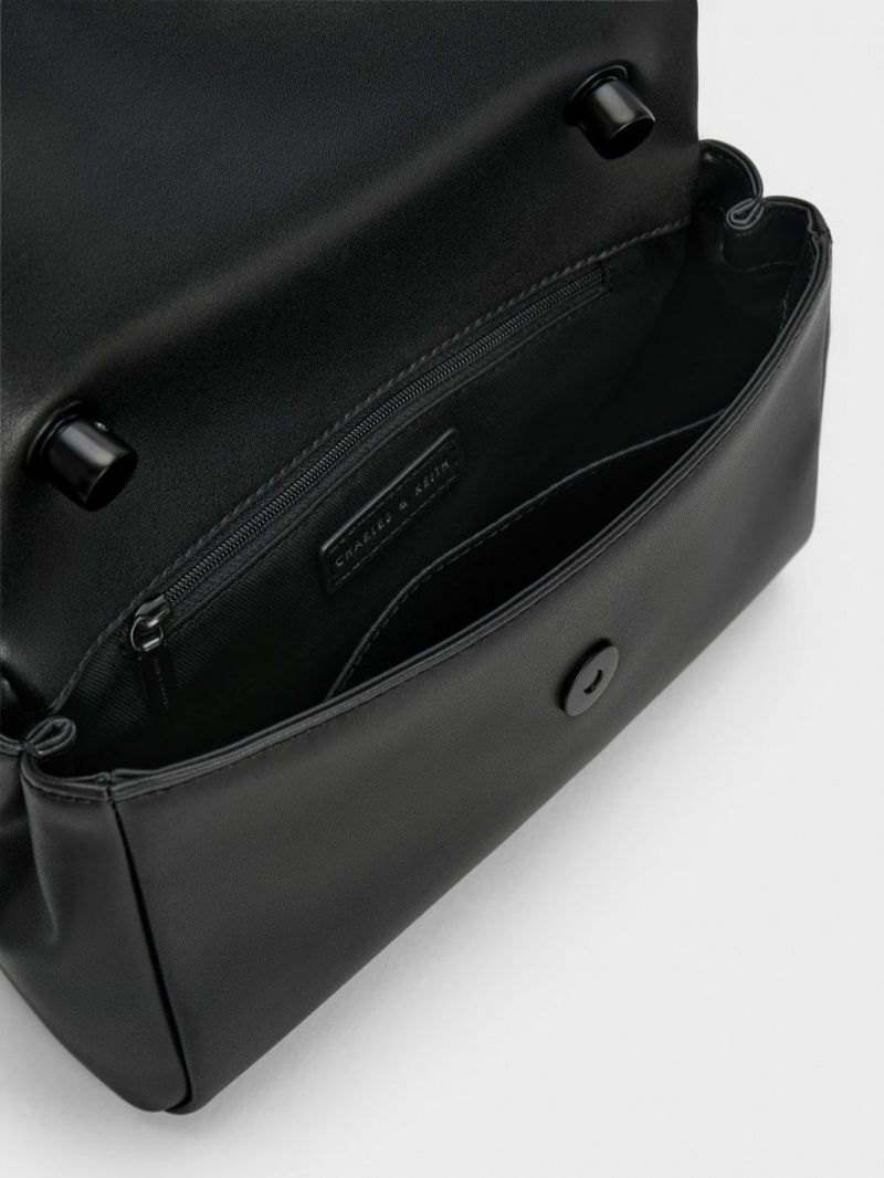 Geanta De Umar Charles & Keith Curved Handle Negrii | 465CRMXHP