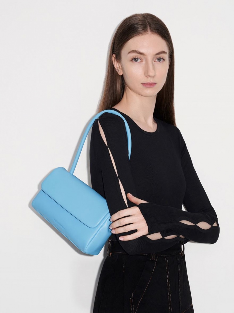 Geanta De Umar Charles & Keith Curved Handle Albastri | 410UBMFKV