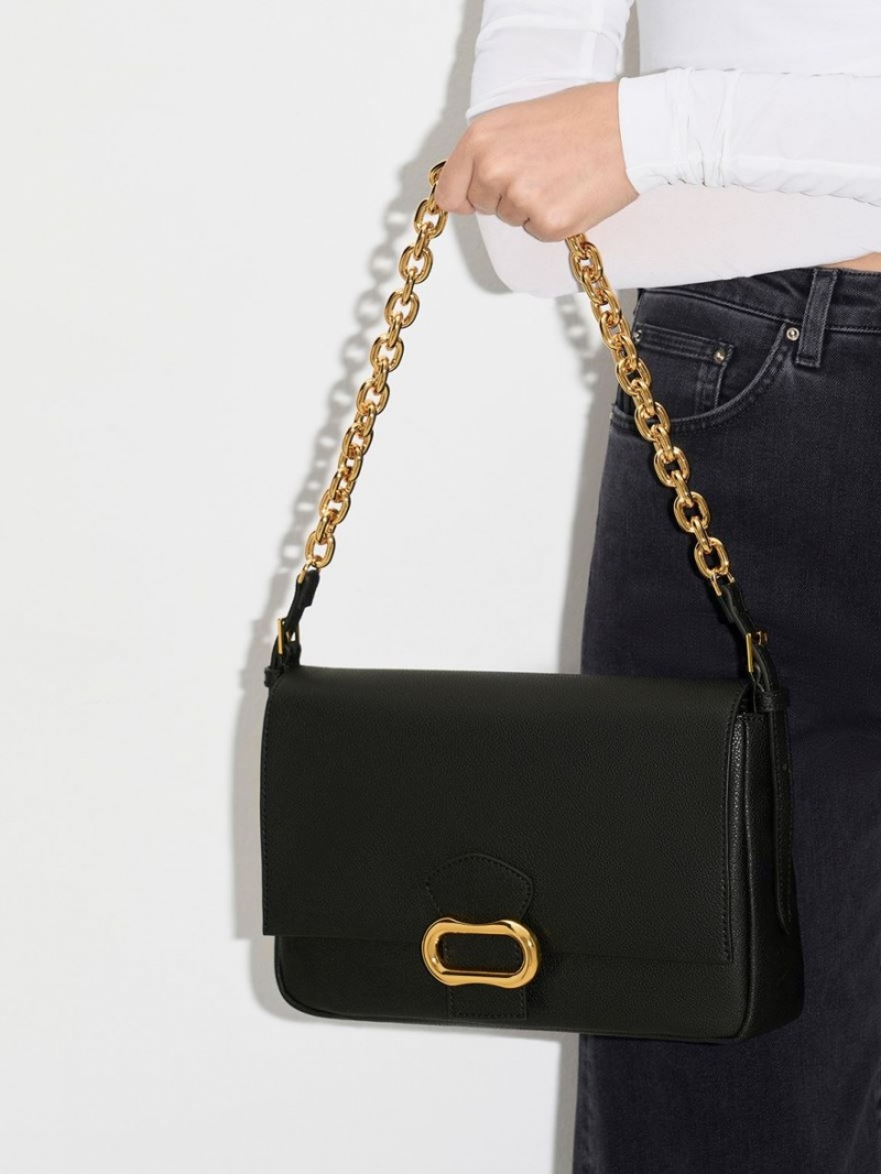 Geanta De Umar Charles & Keith Daki Belted Trapeze Negrii | 916VLSCGP