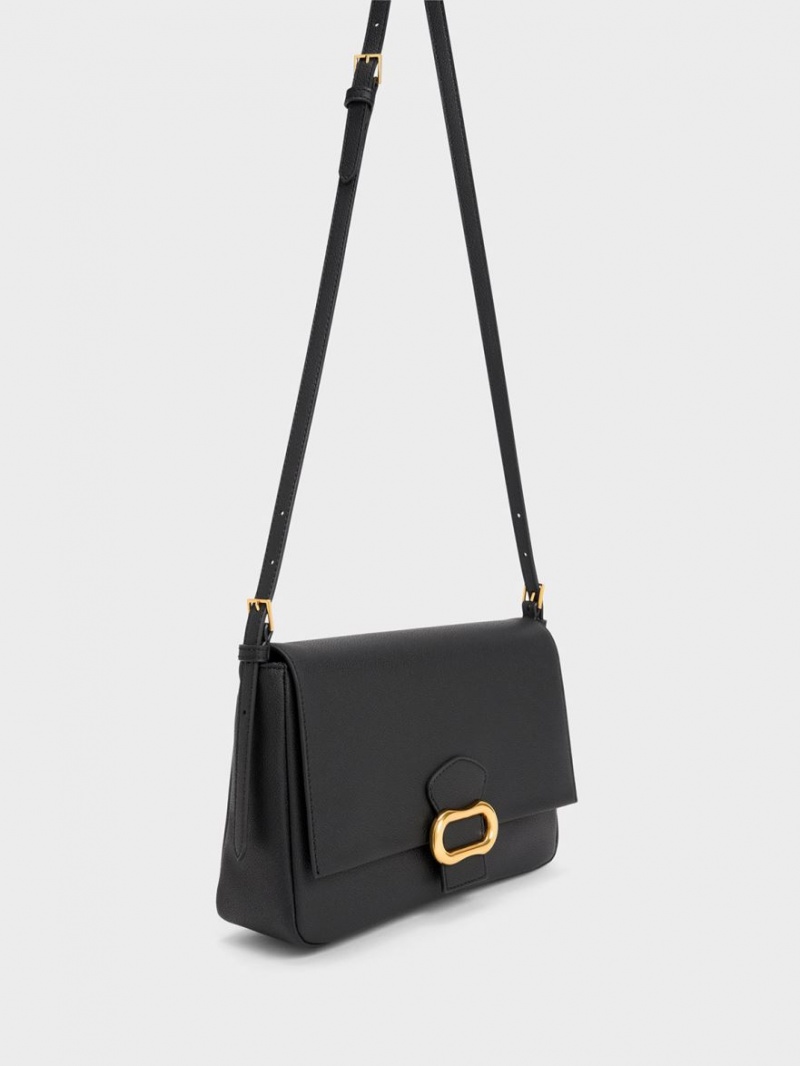 Geanta De Umar Charles & Keith Daki Belted Trapeze Negrii | 916VLSCGP