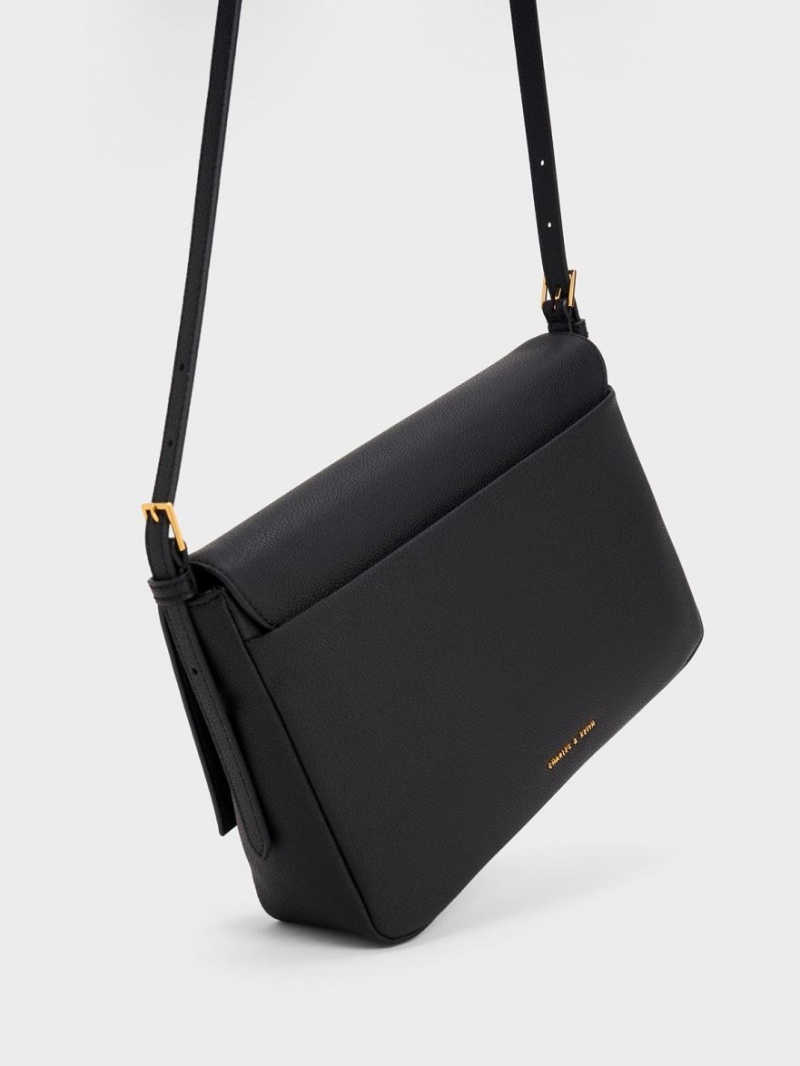 Geanta De Umar Charles & Keith Daki Belted Trapeze Negrii | 916VLSCGP