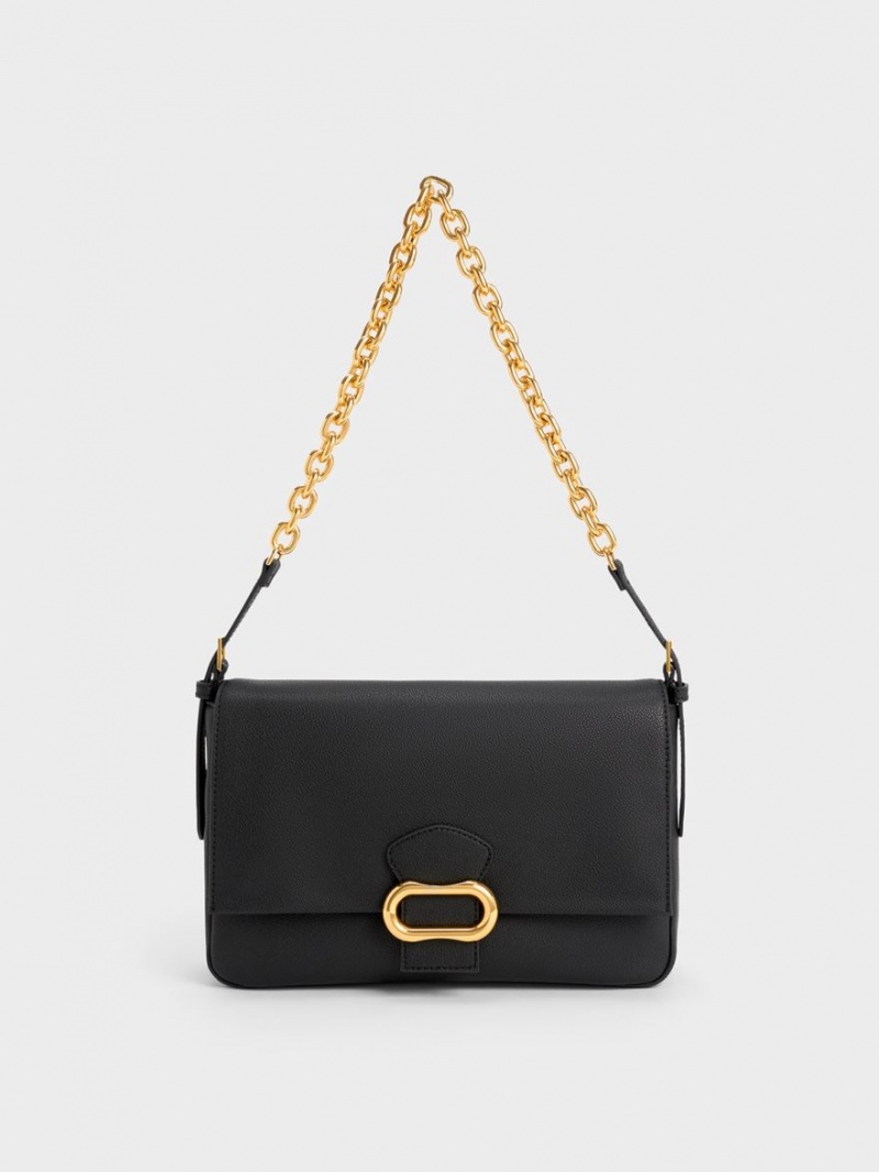 Geanta De Umar Charles & Keith Daki Belted Trapeze Negrii | 916VLSCGP