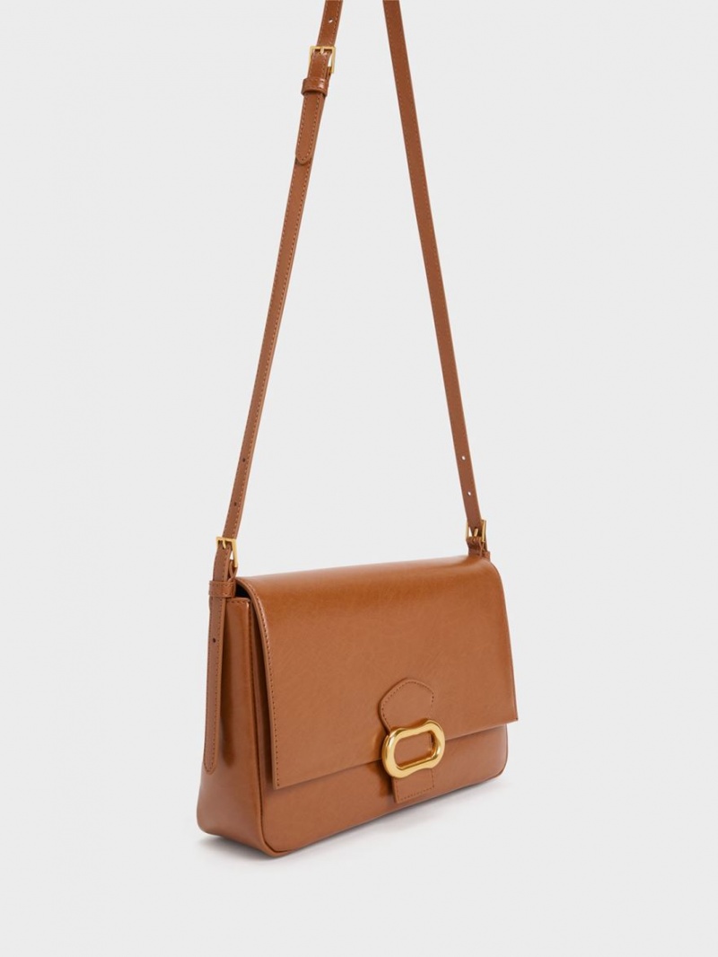 Geanta De Umar Charles & Keith Daki Belted Trapeze Ciocolata | 936JEGKSN