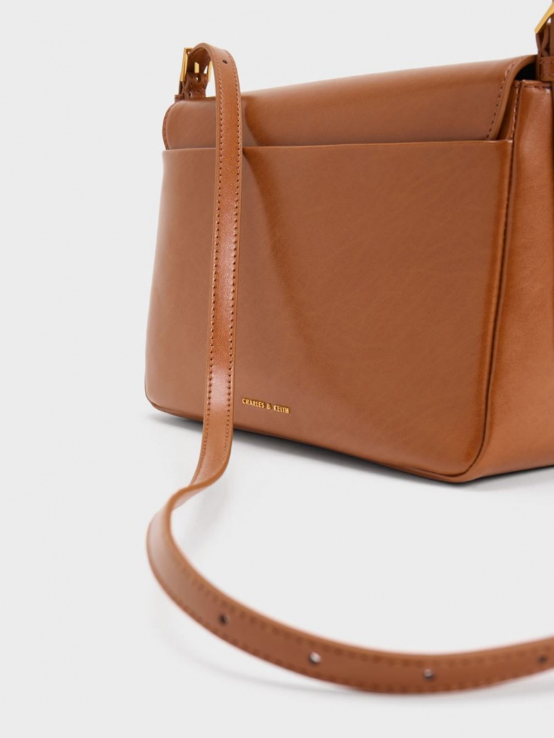 Geanta De Umar Charles & Keith Daki Belted Trapeze Ciocolata | 936JEGKSN