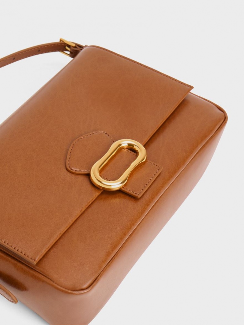 Geanta De Umar Charles & Keith Daki Belted Trapeze Ciocolata | 936JEGKSN