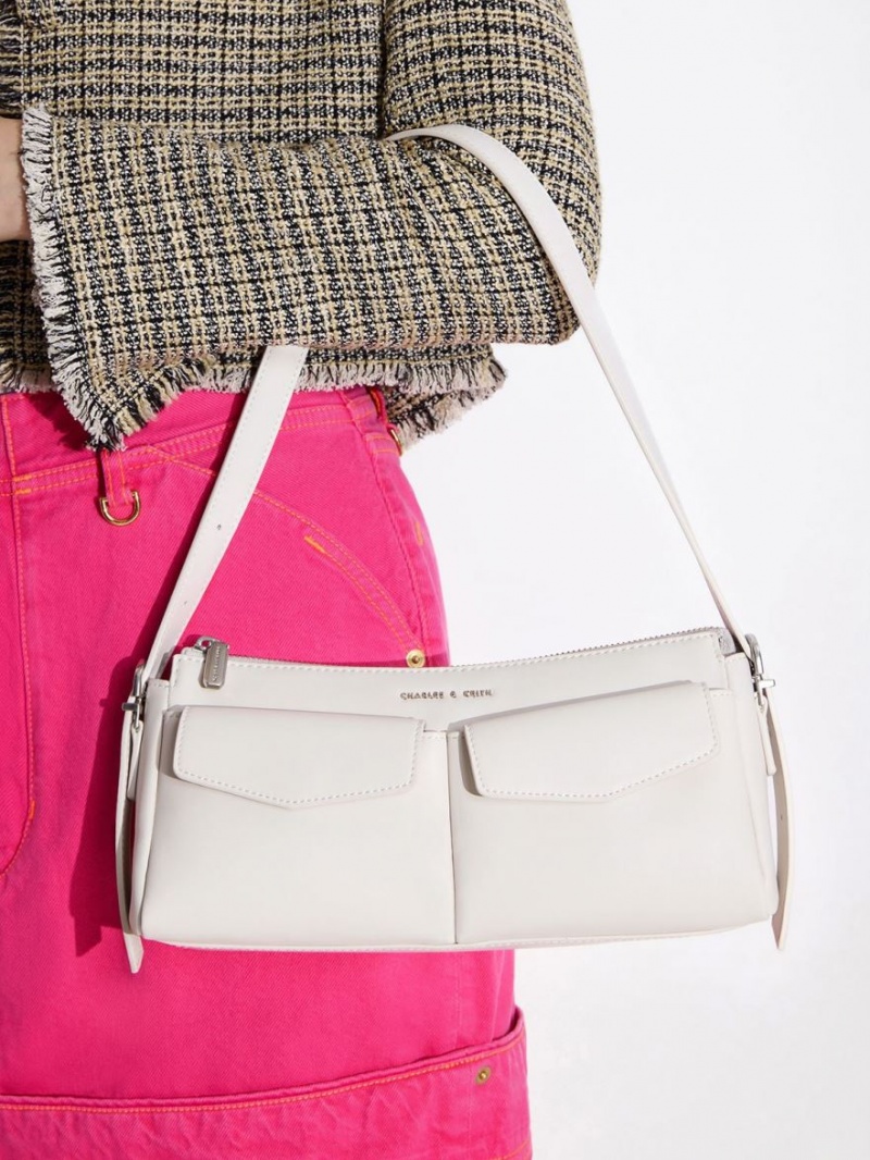 Geanta De Umar Charles & Keith Double Pouch Albi | 190HCTGFS