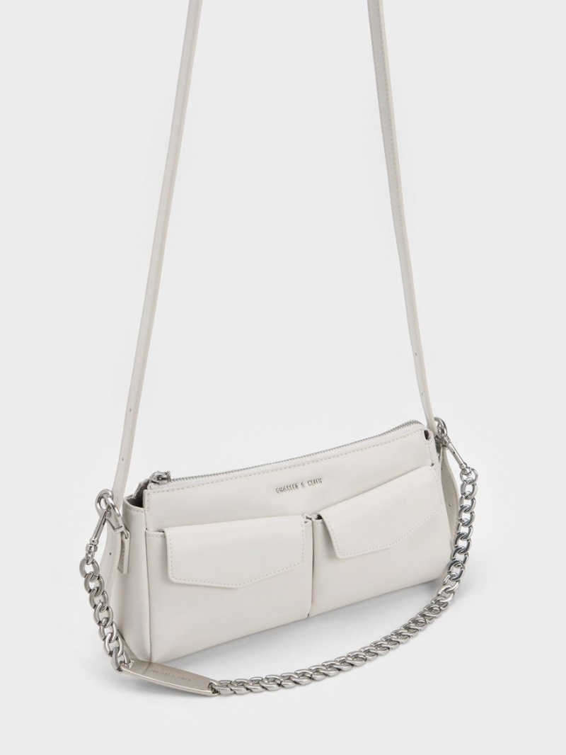 Geanta De Umar Charles & Keith Double Pouch Albi | 190HCTGFS