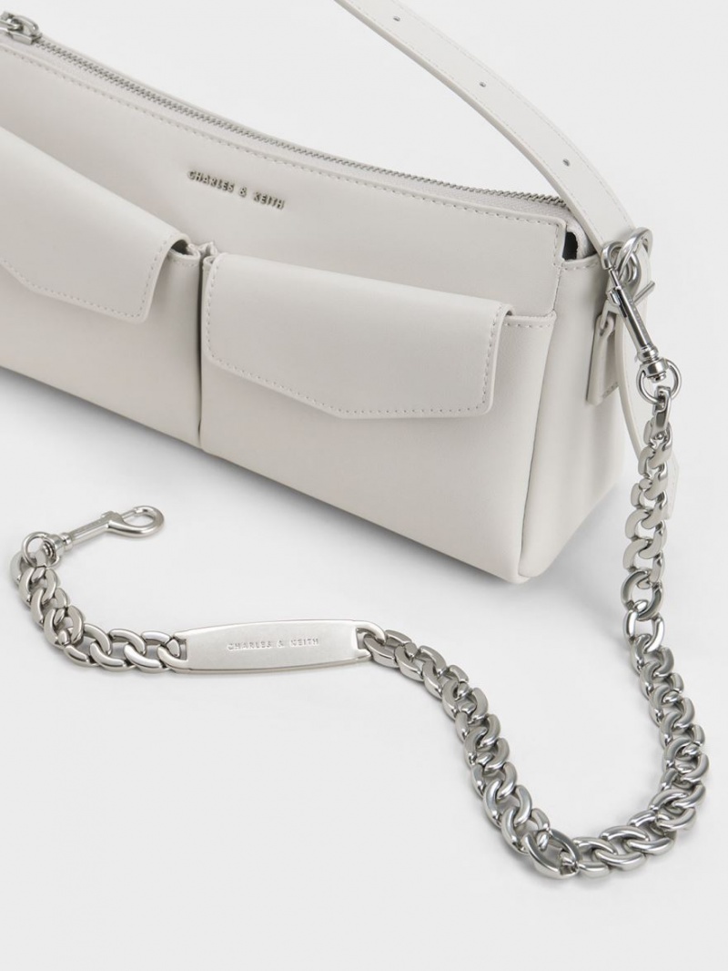 Geanta De Umar Charles & Keith Double Pouch Albi | 190HCTGFS