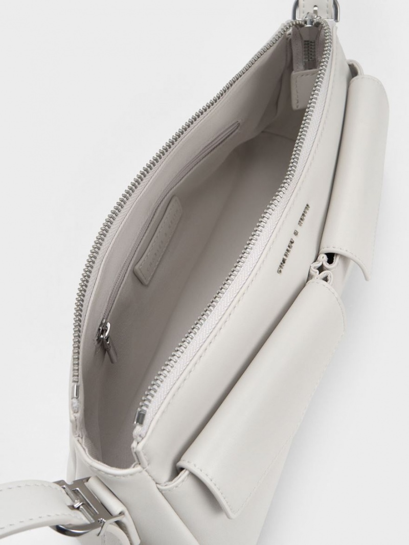 Geanta De Umar Charles & Keith Double Pouch Albi | 190HCTGFS