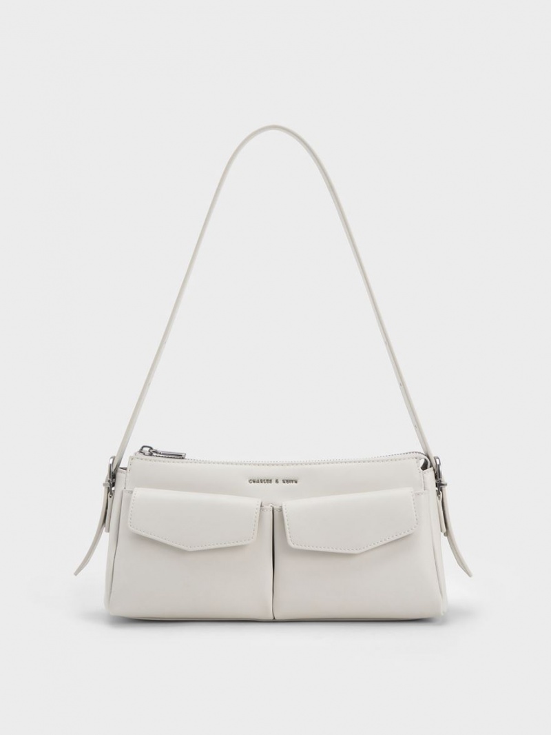 Geanta De Umar Charles & Keith Double Pouch Albi | 190HCTGFS