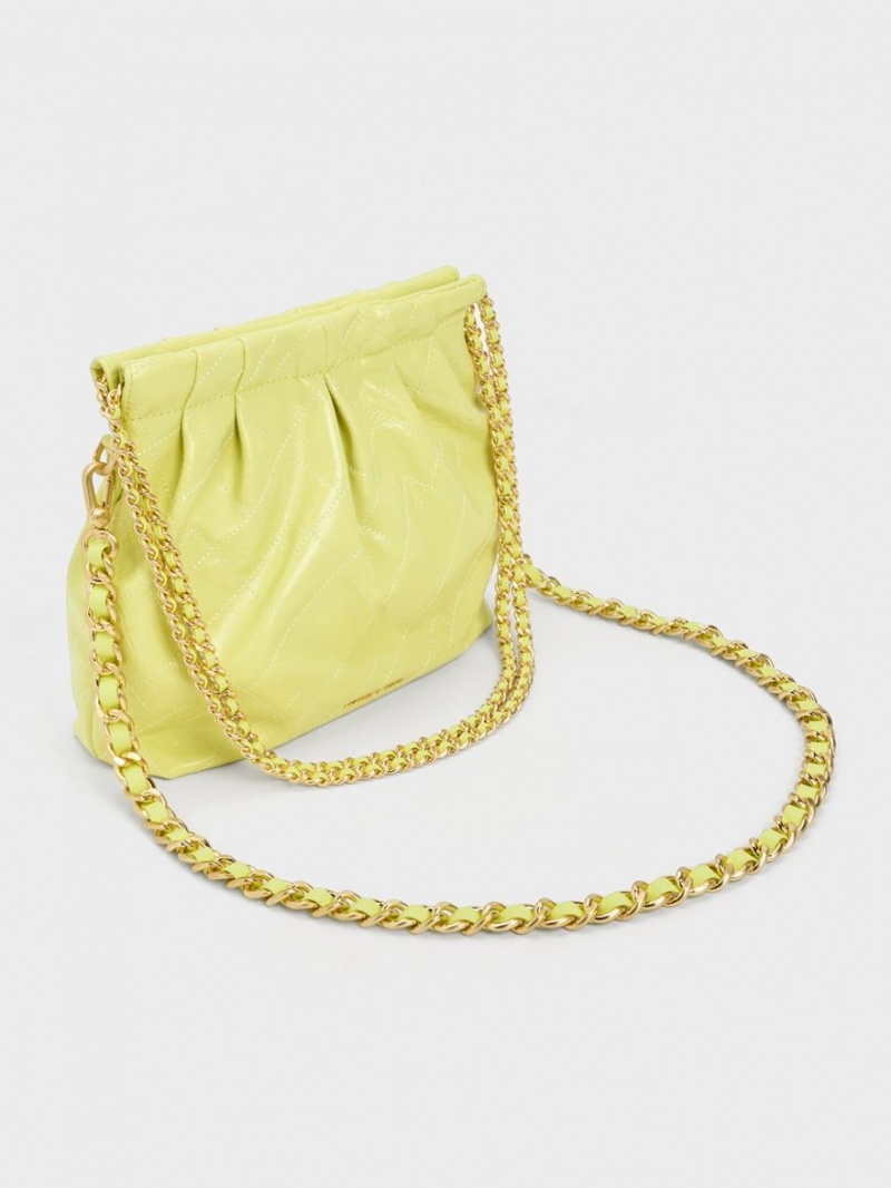 Geanta De Umar Charles & Keith Duo Chain Handle Galbeni | 972XQMKEN