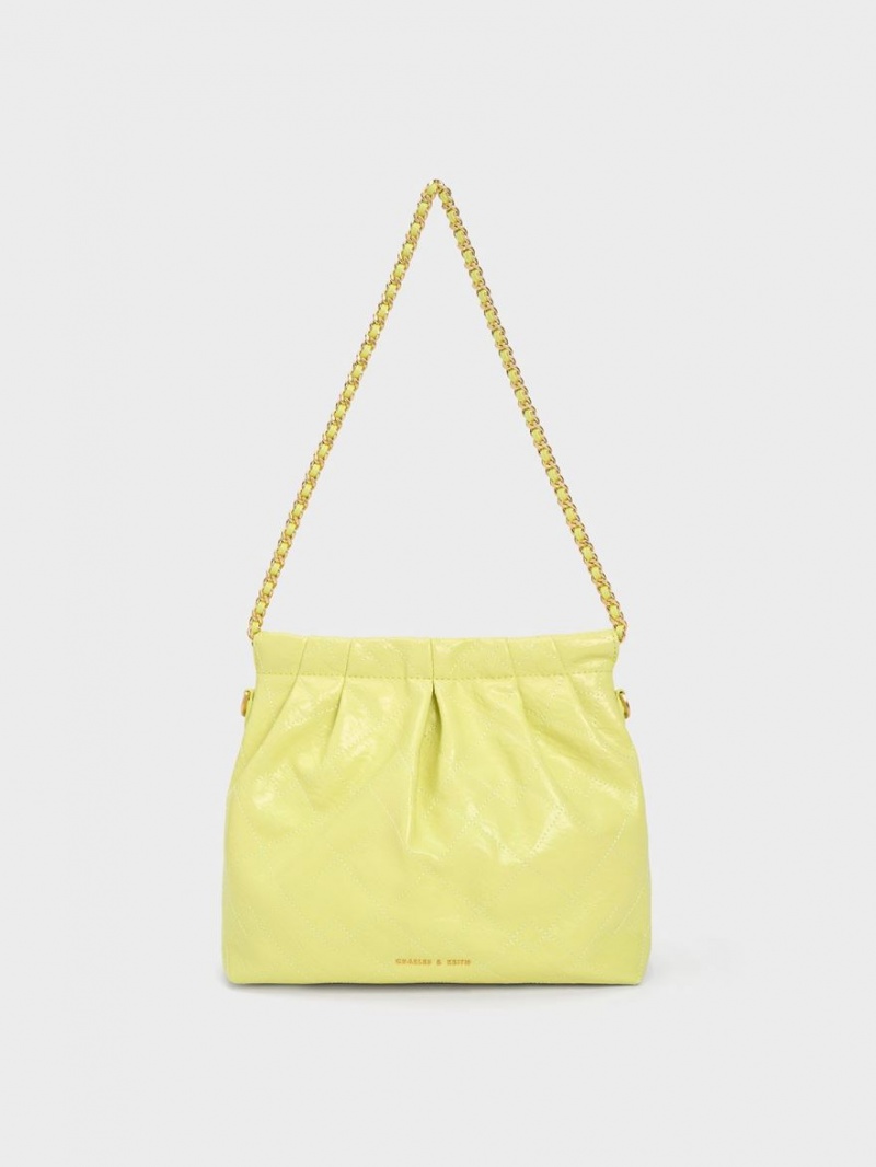 Geanta De Umar Charles & Keith Duo Chain Handle Galbeni | 972XQMKEN