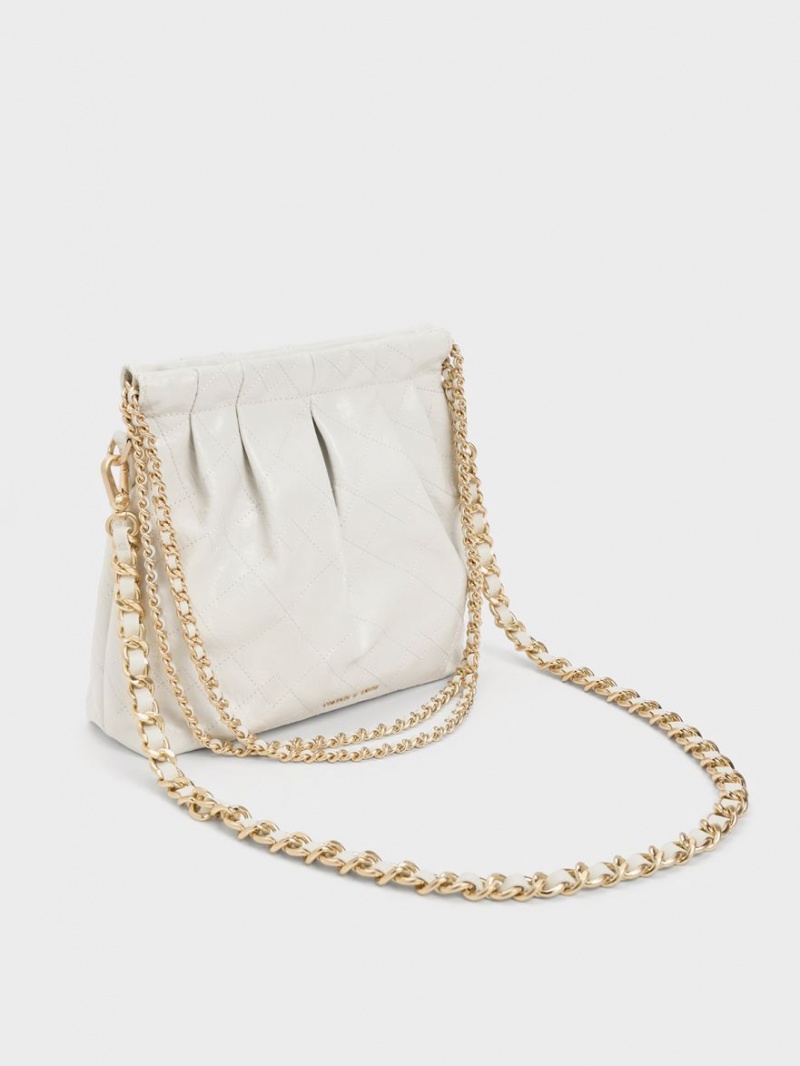 Geanta De Umar Charles & Keith Duo Chain Handle Albi | 137LUBMOT