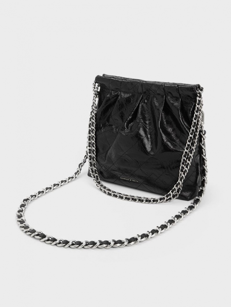 Geanta De Umar Charles & Keith Duo Chain Handle Negrii | 016JGHXKS