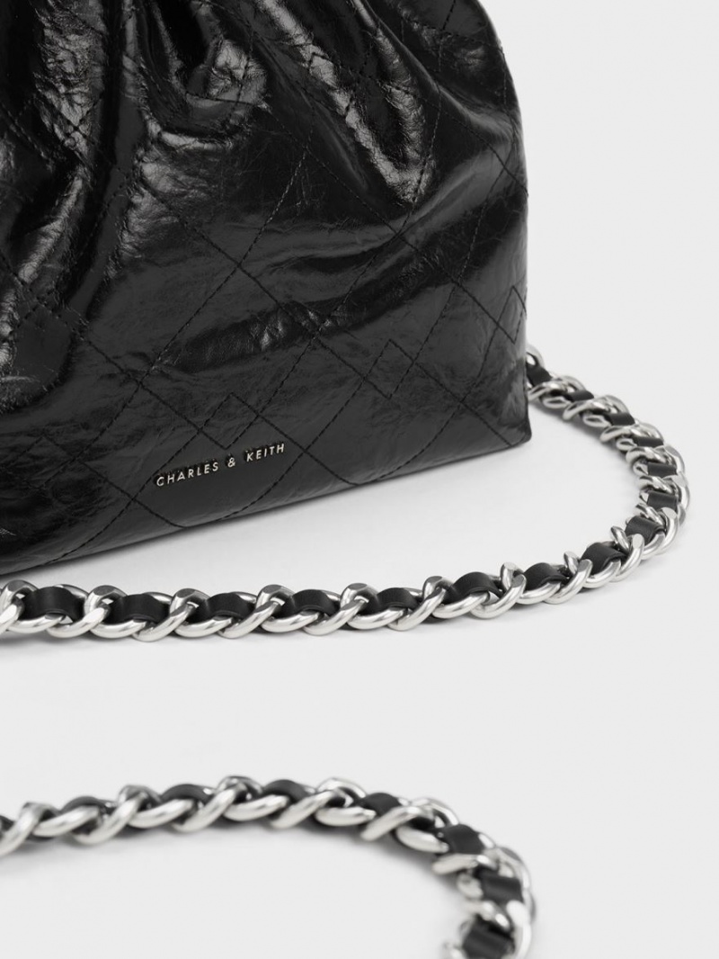 Geanta De Umar Charles & Keith Duo Chain Handle Negrii | 016JGHXKS