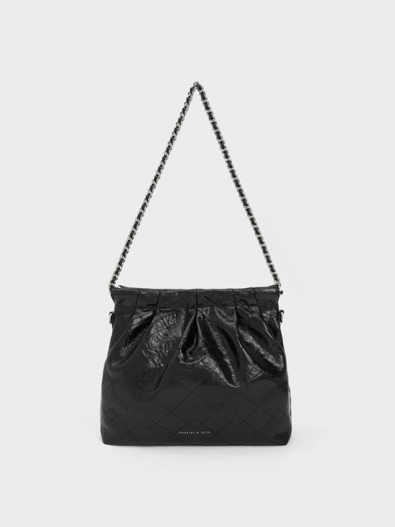 Geanta De Umar Charles & Keith Duo Chain Handle Negrii | 016JGHXKS