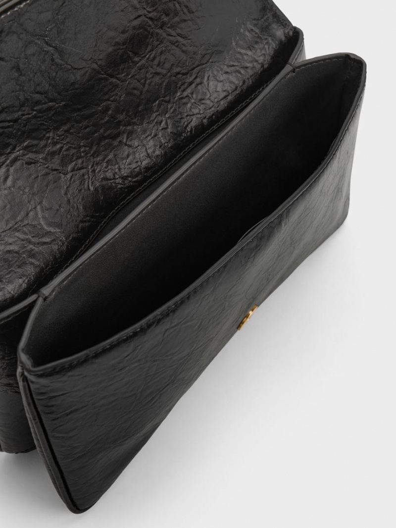 Geanta De Umar Charles & Keith Eilith Buckled Negrii | 704HBNETO