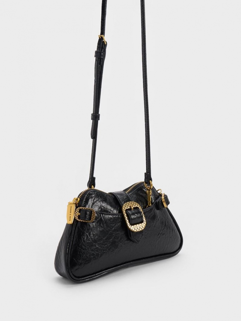 Geanta De Umar Charles & Keith Eilith Chain-Handle Buckled Negrii | 629VGIUNA