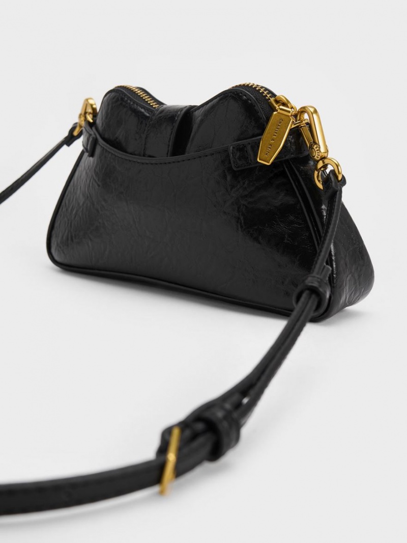 Geanta De Umar Charles & Keith Eilith Chain-Handle Buckled Negrii | 629VGIUNA