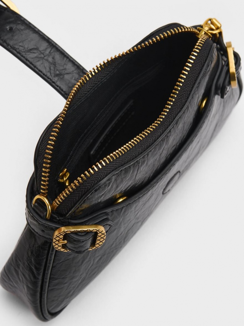 Geanta De Umar Charles & Keith Eilith Chain-Handle Buckled Negrii | 629VGIUNA