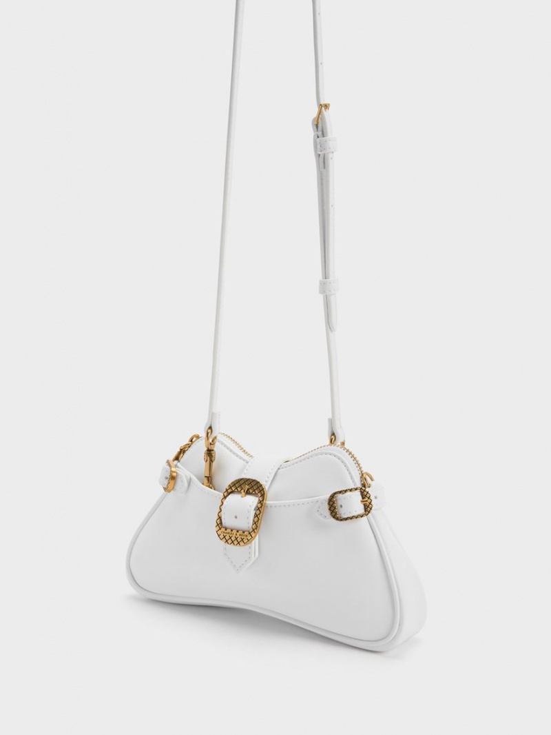 Geanta De Umar Charles & Keith Eilith Chain-Handle Buckled Albi | 960GSJHZK