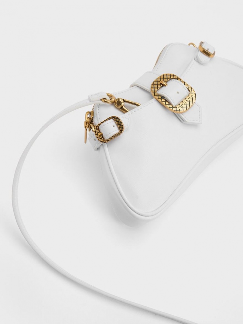 Geanta De Umar Charles & Keith Eilith Chain-Handle Buckled Albi | 960GSJHZK