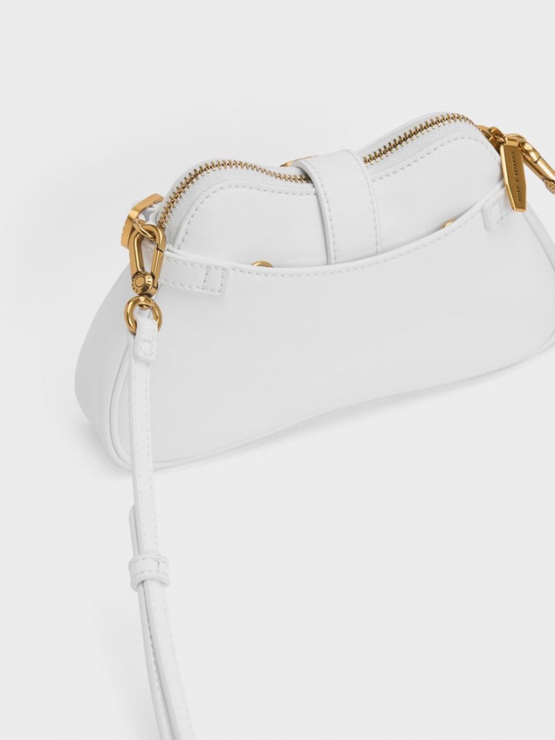 Geanta De Umar Charles & Keith Eilith Chain-Handle Buckled Albi | 960GSJHZK