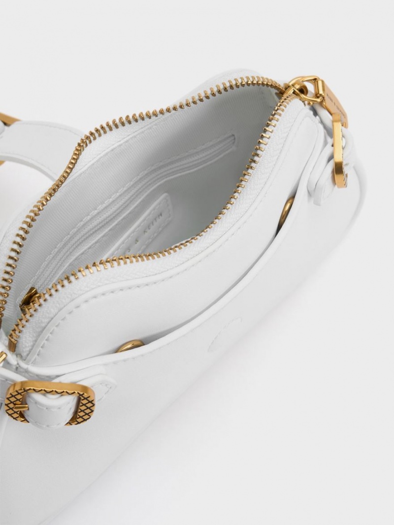 Geanta De Umar Charles & Keith Eilith Chain-Handle Buckled Albi | 960GSJHZK