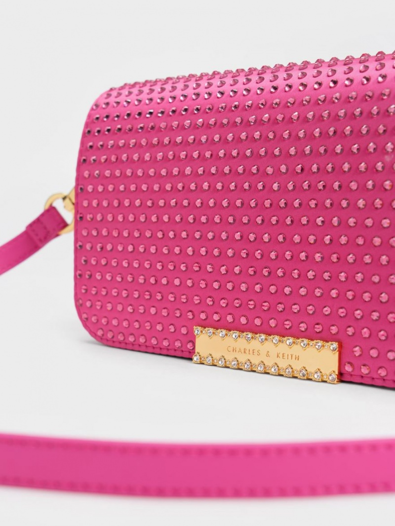 Geanta De Umar Charles & Keith Embellished Chain Curea Fucsie | 453PZNCHL