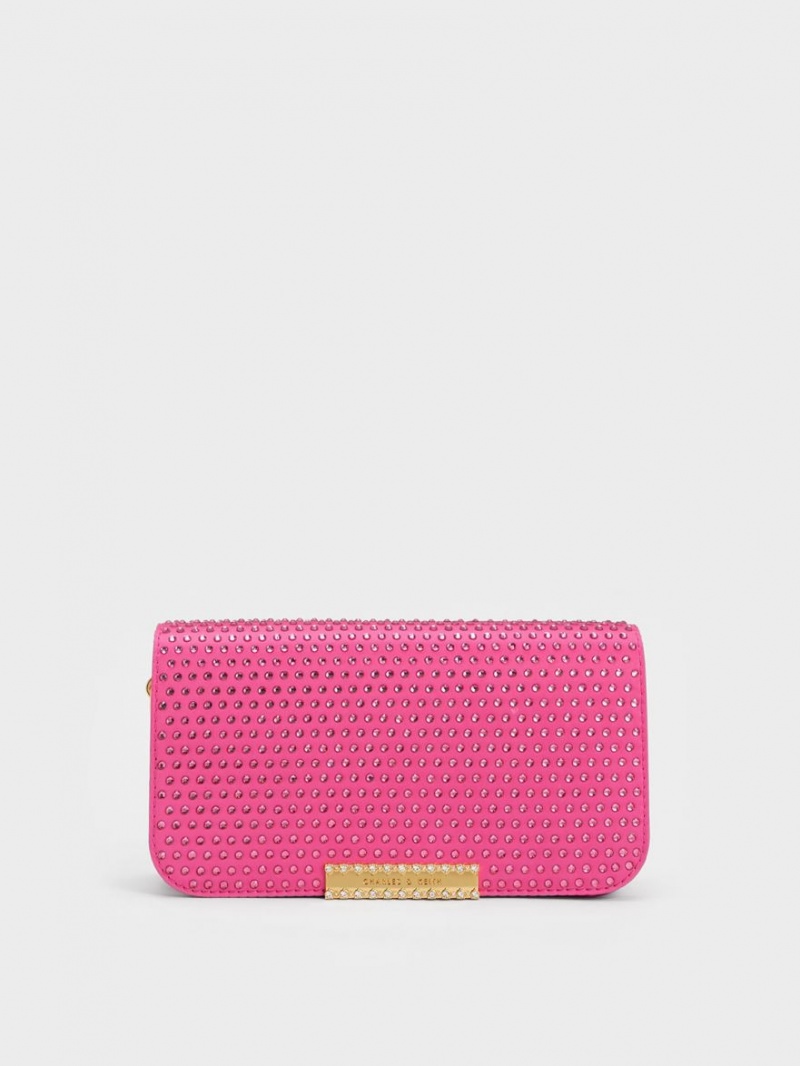 Geanta De Umar Charles & Keith Embellished Chain Curea Fucsie | 453PZNCHL