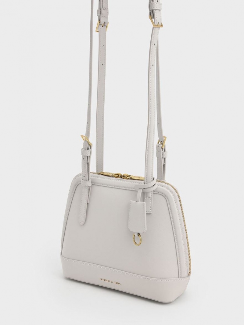 Geanta De Umar Charles & Keith Enola Double Handle Structured Gri Deschis | 485CNWRTA