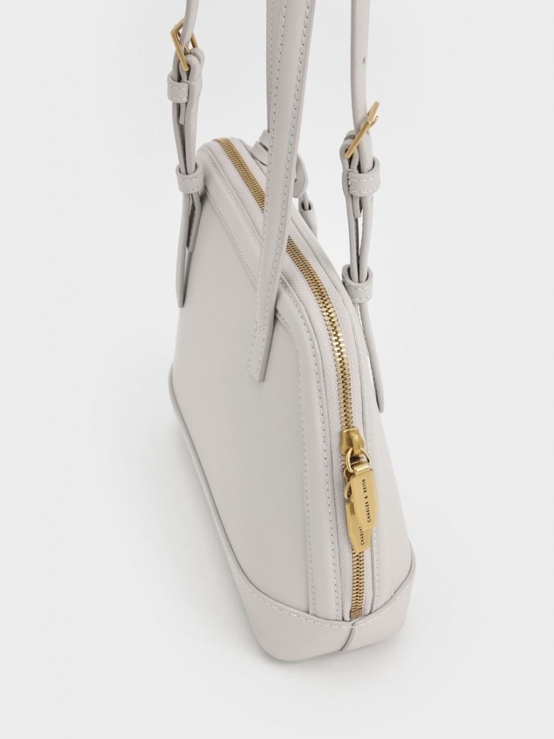 Geanta De Umar Charles & Keith Enola Double Handle Structured Gri Deschis | 485CNWRTA