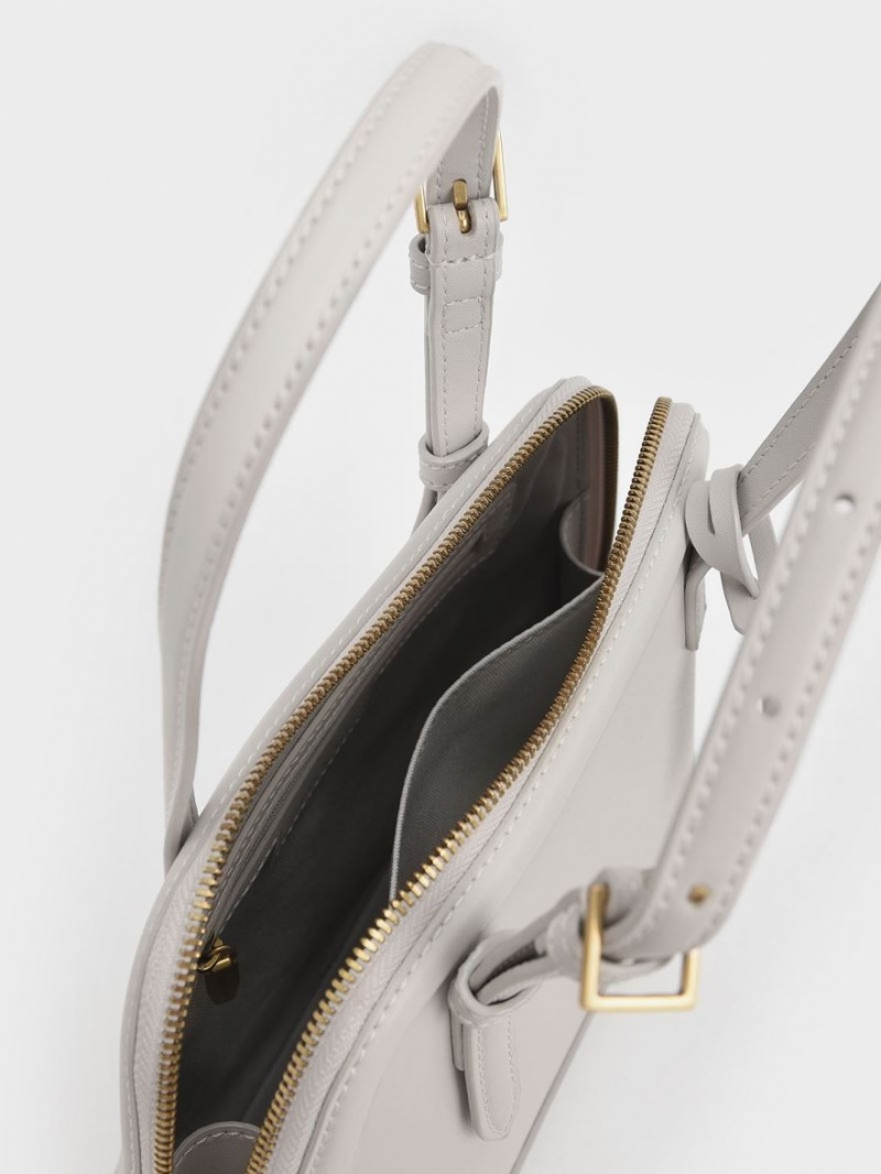 Geanta De Umar Charles & Keith Enola Double Handle Structured Gri Deschis | 485CNWRTA