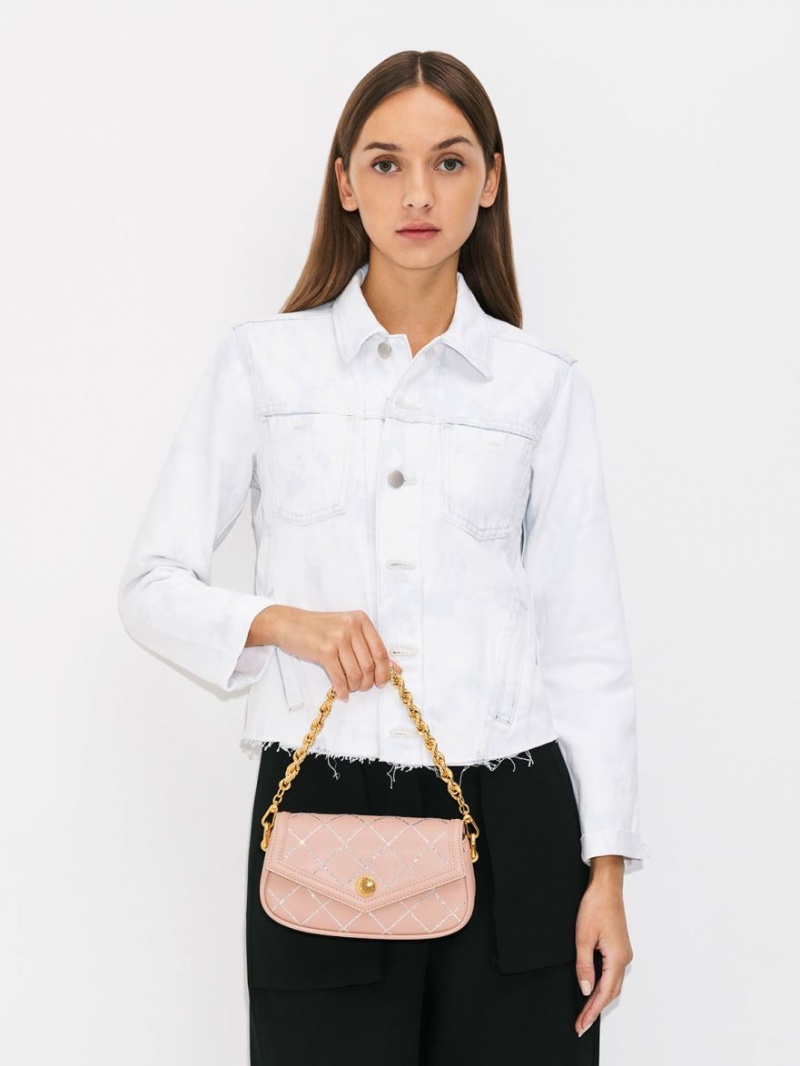 Geanta De Umar Charles & Keith Este Chain Handle Satin Bej | 260UMISHY