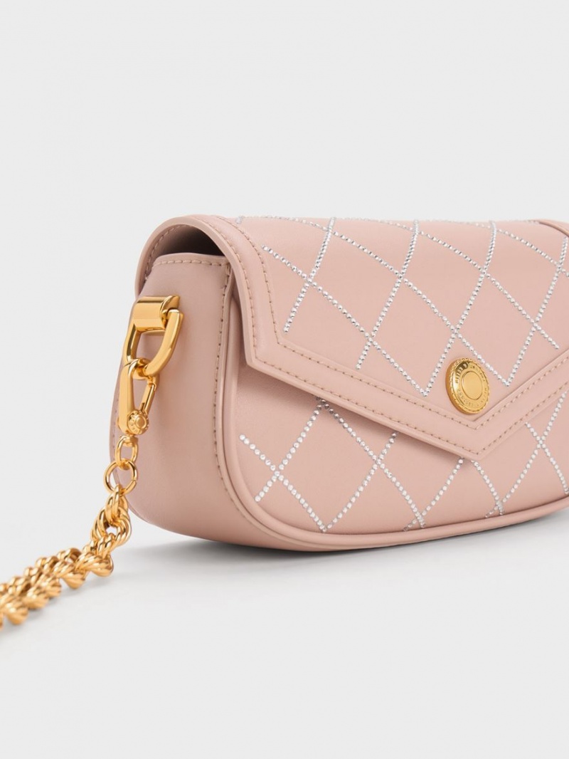 Geanta De Umar Charles & Keith Este Chain Handle Satin Bej | 260UMISHY