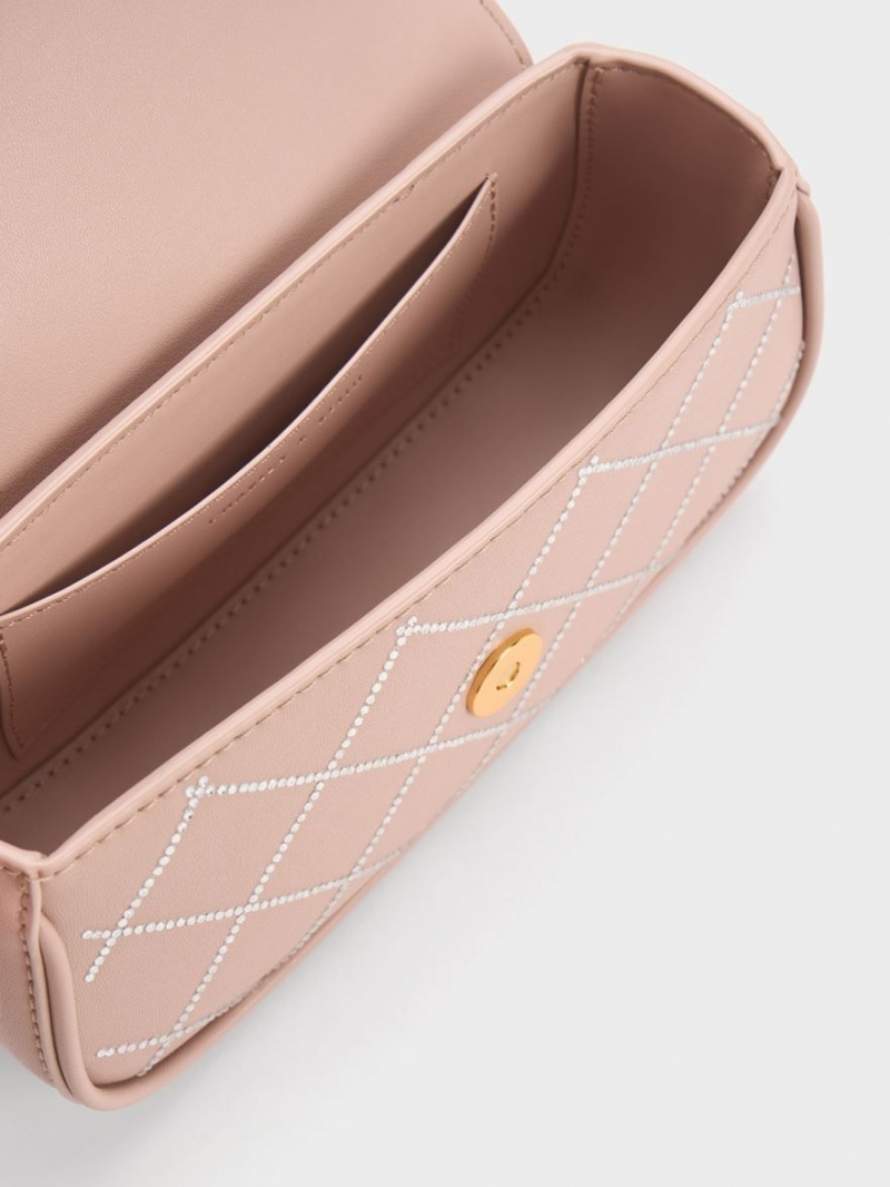 Geanta De Umar Charles & Keith Este Chain Handle Satin Bej | 260UMISHY