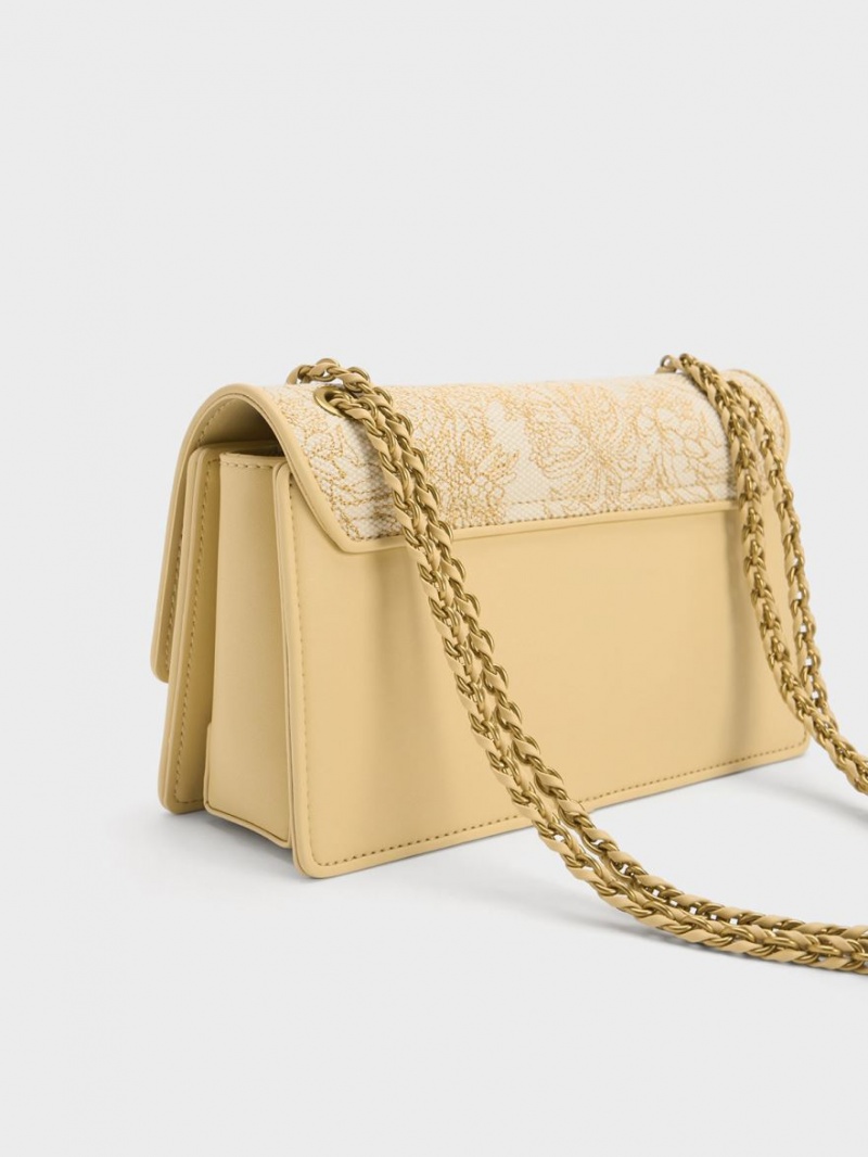 Geanta De Umar Charles & Keith Floral Illustrated Panza Bej | 658PQOLWM