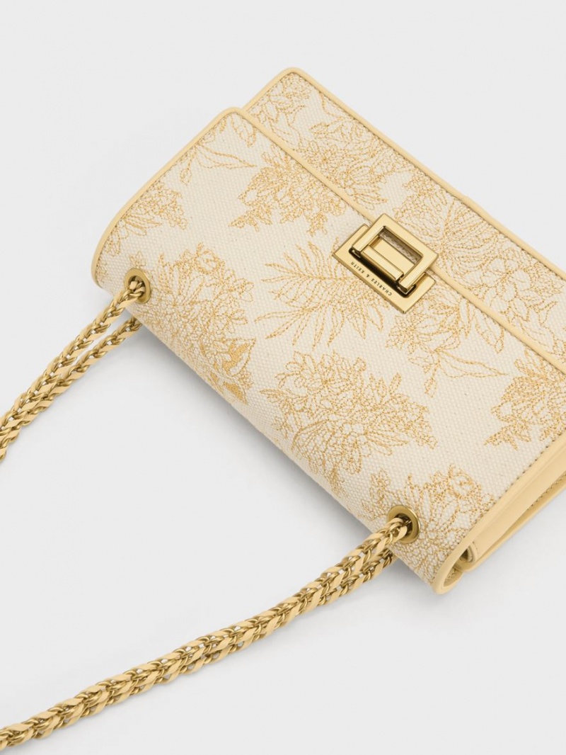 Geanta De Umar Charles & Keith Floral Illustrated Panza Bej | 658PQOLWM