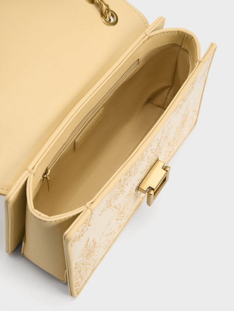 Geanta De Umar Charles & Keith Floral Illustrated Panza Bej | 658PQOLWM