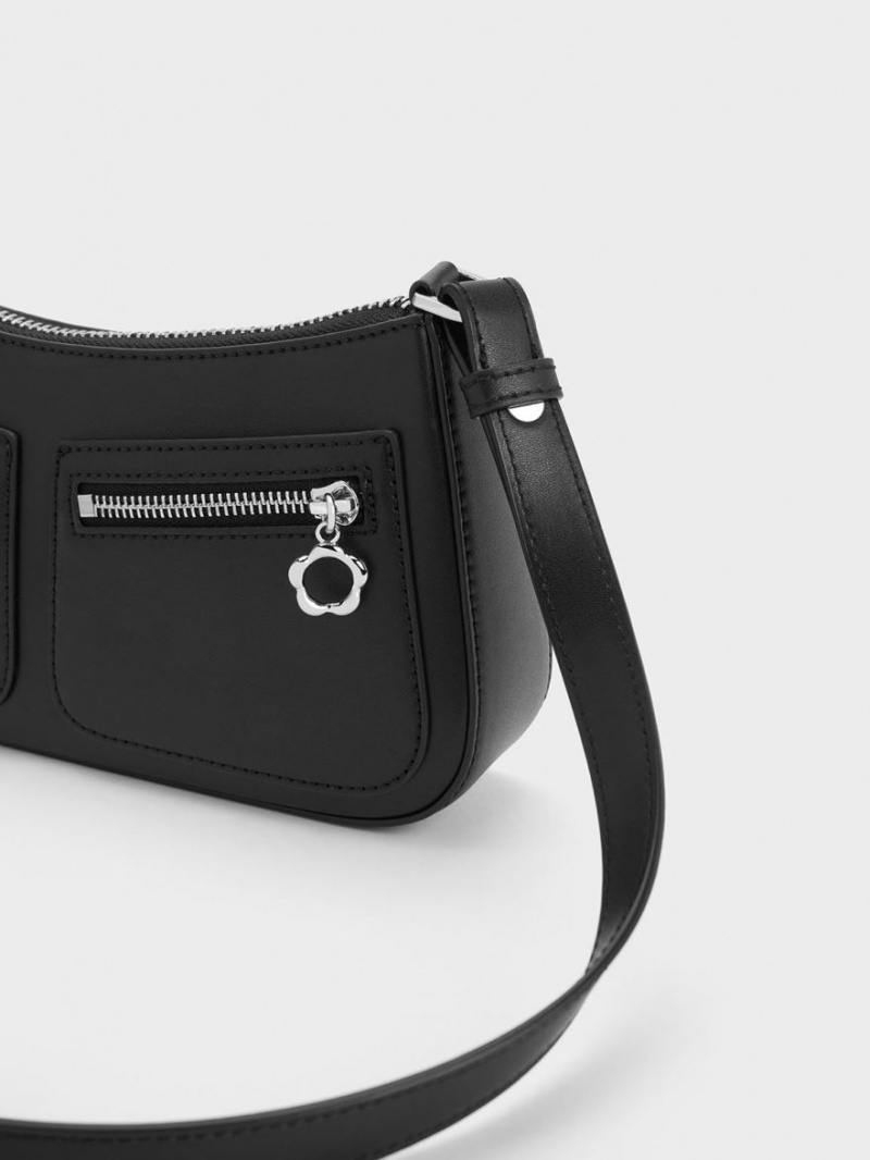 Geanta De Umar Charles & Keith Flower-Embellished Negrii | 134RUGBFE