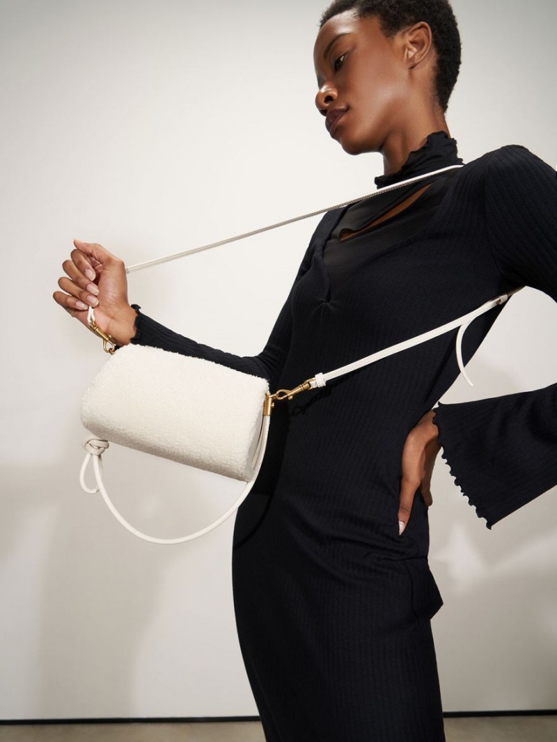 Geanta De Umar Charles & Keith Furry Knotted Handle Albi | 762GKAMJQ