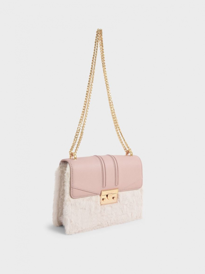 Geanta De Umar Charles & Keith Furry Push-Lock Roz | 640BUFEPC