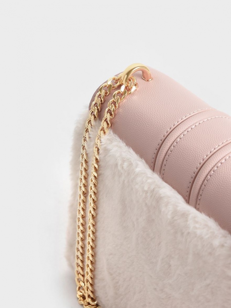 Geanta De Umar Charles & Keith Furry Push-Lock Roz | 640BUFEPC