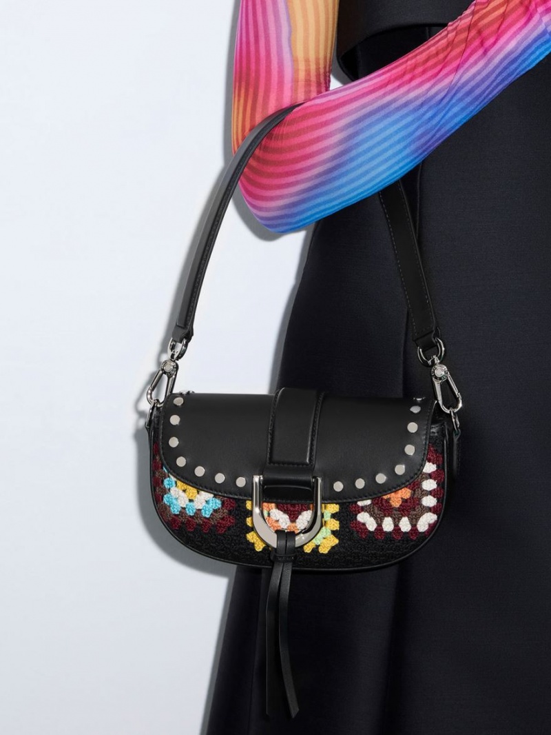 Geanta De Umar Charles & Keith Gabine Floral Crochet Piele Colorati | 756AQPIKY