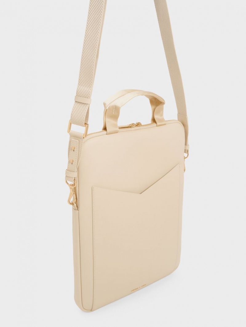 Geanta De Umar Charles & Keith Gaia Laptop Bej | 493XAEVFW