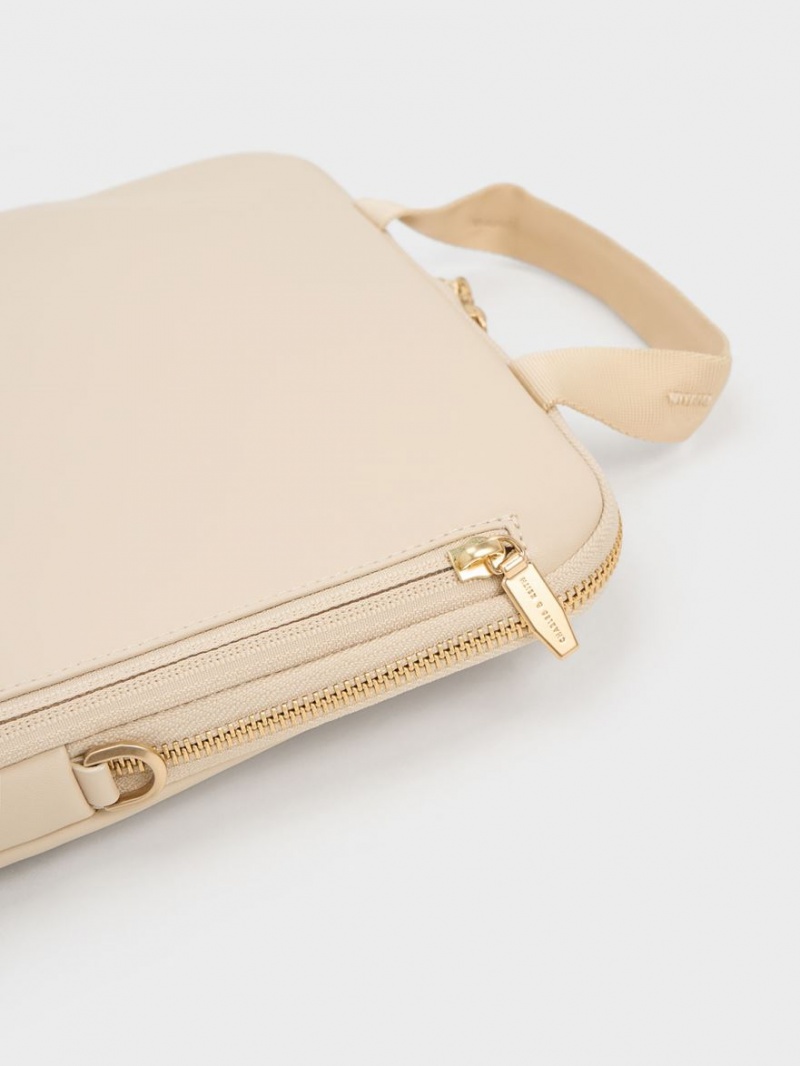 Geanta De Umar Charles & Keith Gaia Laptop Bej | 493XAEVFW